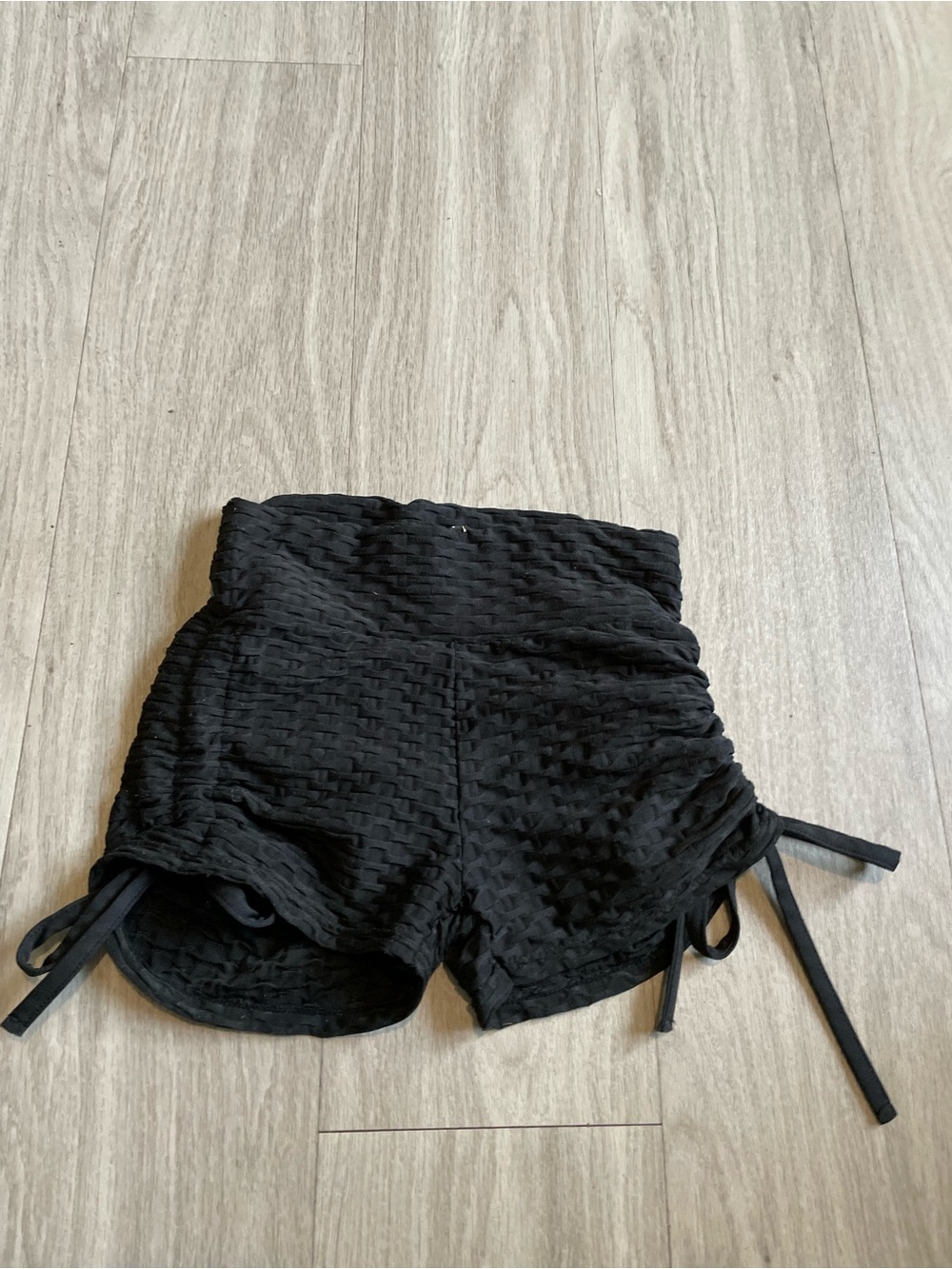 Black High-Waist Textured Women’s Shorts